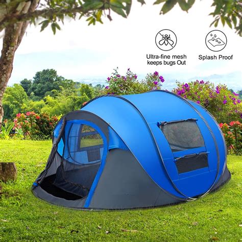 4 Person Easy Pop Up Tent Waterproof Automatic Setup 2 Doors-Instant ...