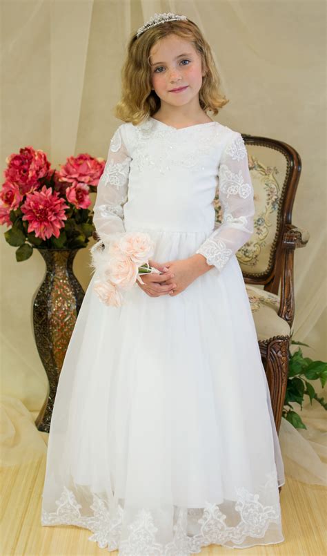 Organza Beaded three Quarter Sleeve First Communion Dress