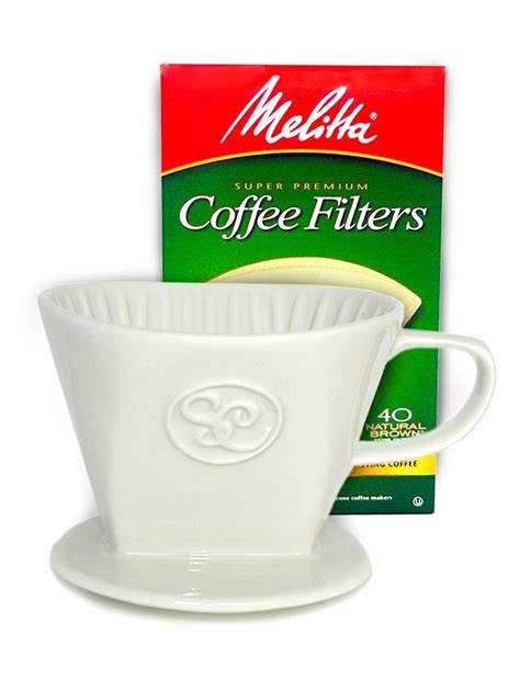 Pour Over Coffee Dripper - Single Cup Ceramic Coffee Maker with 40 Count Melitta Filters by ...