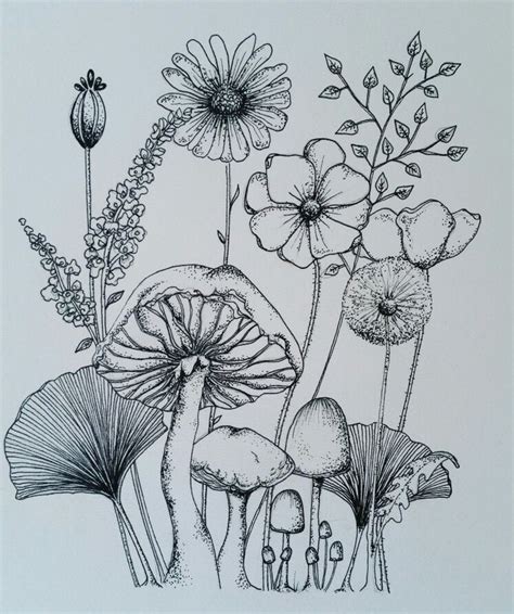 Wild Flowers - Ink sketch | Wildflower drawing, Flower sketches ...