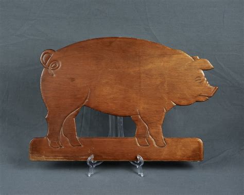 Vintage Pig Art, Wall Hanging, Distressed Swine, Brown Hog, Home Decor ...