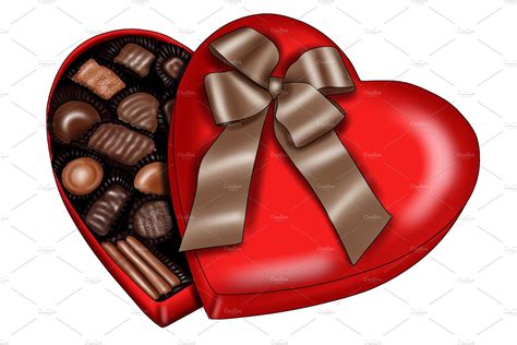 Illustrated Heart Box of Chocolates | Illustrations ~ Creative Market