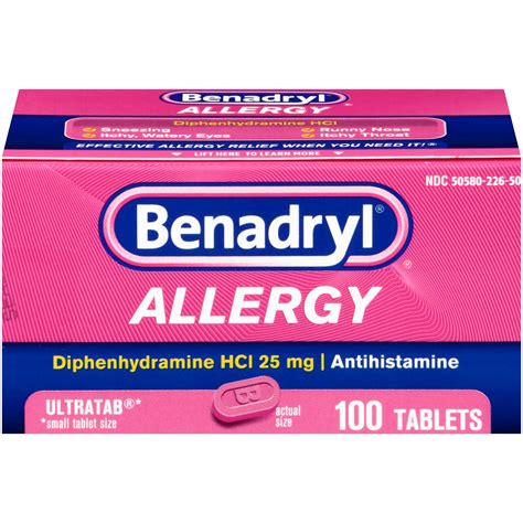 Benadryl Allergy DiphenhydramineHCI25 mg Ultratab