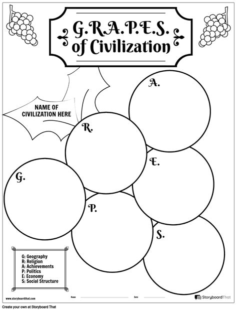 Grapes Graphic Organizer Svart och Vitt Storyboard