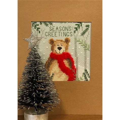 Bothy Threads Christmas Card XMAS9 Xmas Bear - JK's Cross Stitch Supplies