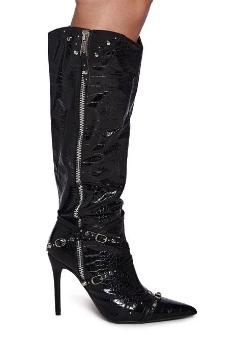 Public Desire Studded Knee High Boots - Black – Dolls Kill