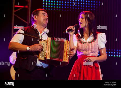 Swiss folk music and pop group Oesch's die Dritten performing live at the 10th Schlager-Night in ...