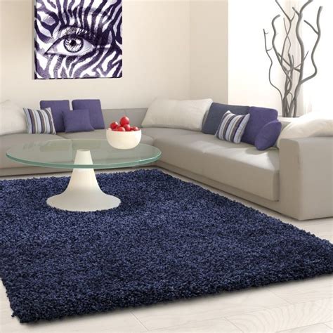 Navy Blue Fluffy Shaggy Rug 3cm Long Pile buy online ♥ – Xrugs