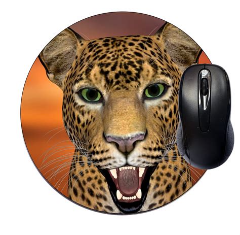 Mouse Mat Pad - Mousepad Cute Desk Round Circle Mousemat - Mouse Pad Leopard - Animal Up Close ...