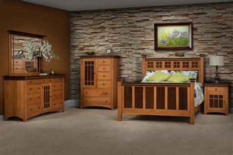 Amish Oak and Cherry Solid Wood Bedroom Group Made in USA Maple Creek ...