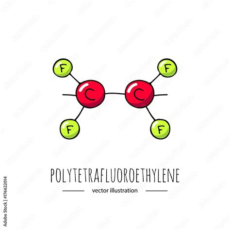 Hand drawn doodle polytetrafluoroethylene chemical formula icon. Vector ...