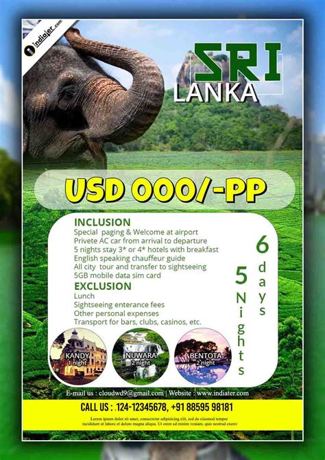 Srilanka Travel flyer Design PSD Template - Indiater