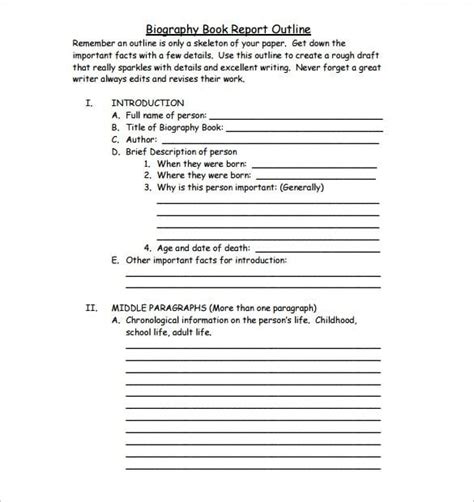 Biography Outline Template - 10+ Free Word, Excel, PDF Format Download ...