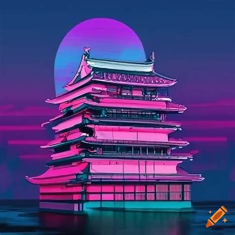 Vaporwave-inspired japanese building on Craiyon