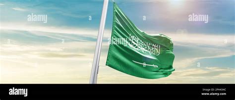 Saudi Arabia national flag waving Stock Photo - Alamy