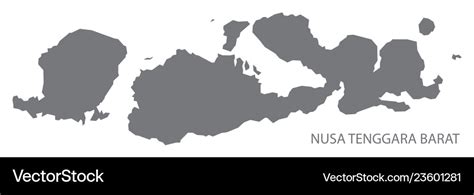 Nusa tenggara barat indonesia map grey Royalty Free Vector