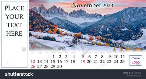 November 2023 Desktop Monthly Calendar Template Stock Photo 2234224079 | Shutterstock