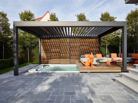 CAMARGUE® Motorized pergola with adjustable louvers By RENSON