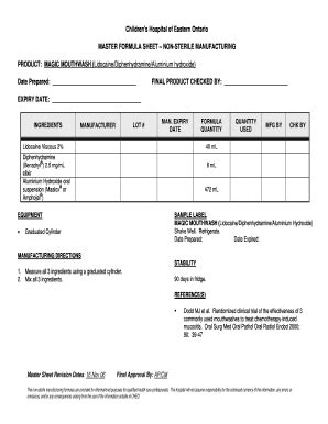 Magic Mouthwash Formula - Fill and Sign Printable Template Online