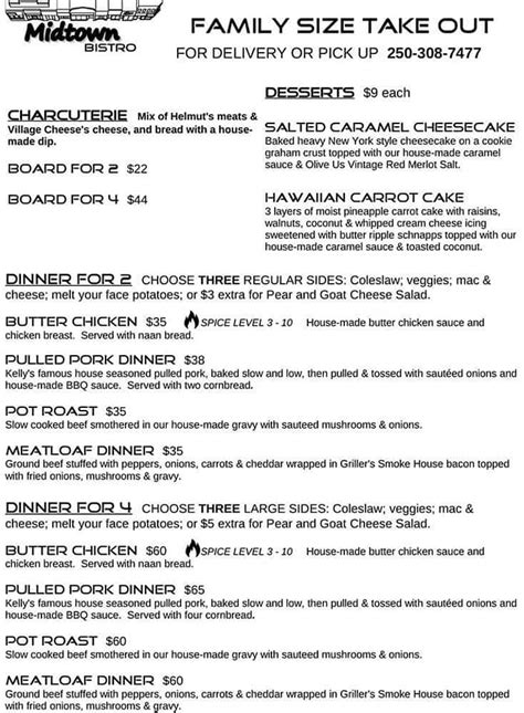 Midtown Bistro - New updated takeout items