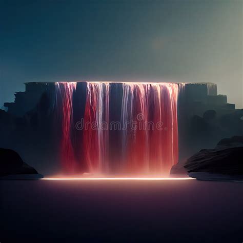 Waterfall at Night. Powerful Night Waterfall. Night Light Illuminates ...