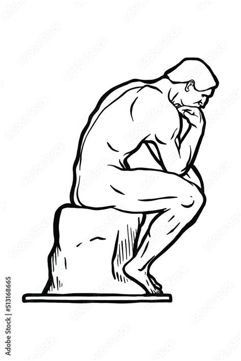 The Thinker statue Vector hand drawing Stock Vector | Adobe Stock