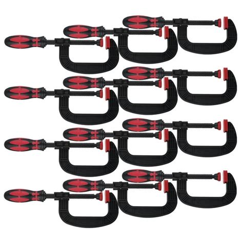 12-Piece Heavy Duty C Clamp Set, 6.1-inch One Handed Clamp Quick Release Light Weight and ...