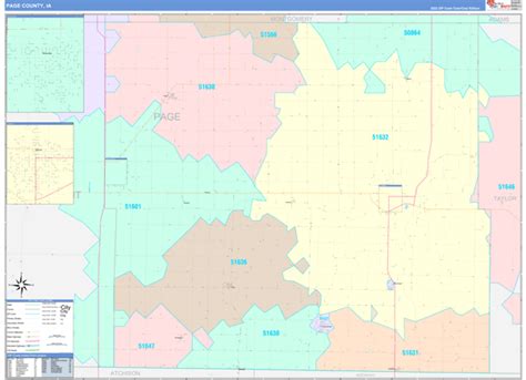 Page County, IA Wall Map Color Cast Style by MarketMAPS - MapSales