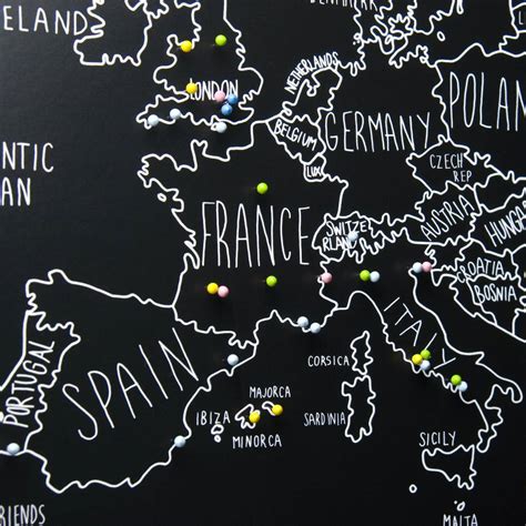 personalised europe map with pins by louisa elizabeth | notonthehighstreet.com