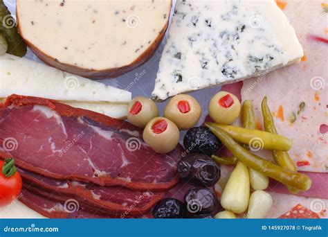 Traditional Turkish Breakfast Platter on the Grey Wooden Table, Top ...