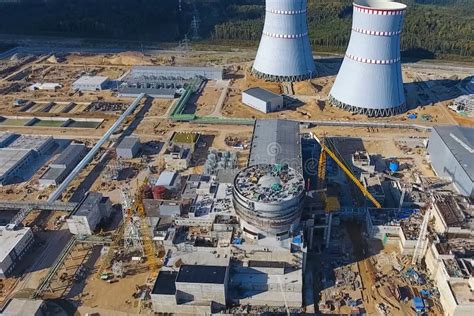 Aerial Survey Of A Nuclear Power Plant Under Construction. Insta Stock ...