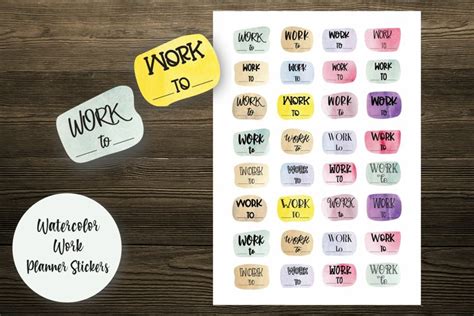 Watercolor Work Planner Stickers