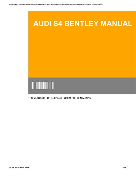 Audi s4 bentley manual by barryogorman95 - Issuu