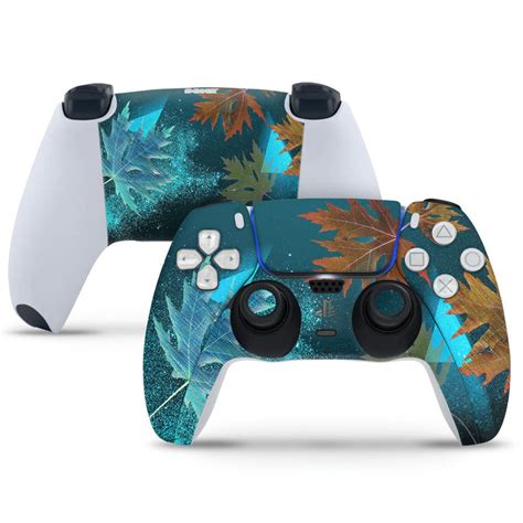 PlayStation 5 Controller Skin - Blue Brown Sparkle Leaves – SkinsLegend