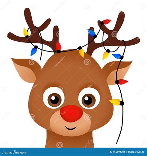 Santa Reindeer Rudolph with Christmas Lights Stock Vector ...