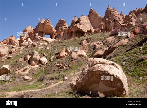 Ancient cave dwellings in Cappadocia Turkey Stock Photo - Alamy