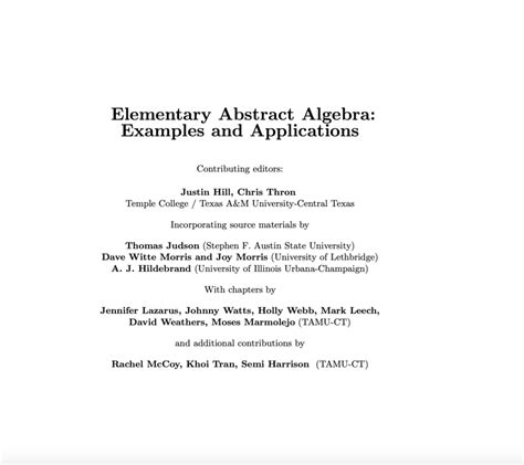 Abstract Algebra: Examples and Applications