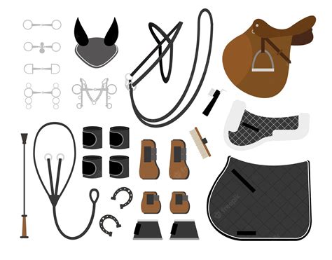 Premium Vector | Set of horse and equestrian equipment in flat style