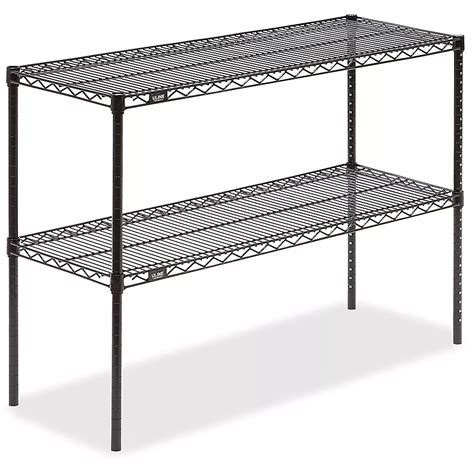 Two-Shelf Wire Shelving Unit - 48 x 18 x 34", Black H-2941-34BL - Uline