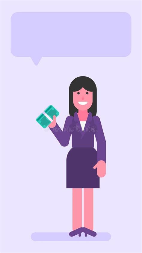 Business Woman Holding Wad Money and Smiles Stock Vector - Illustration of girl, drawing: 256914498