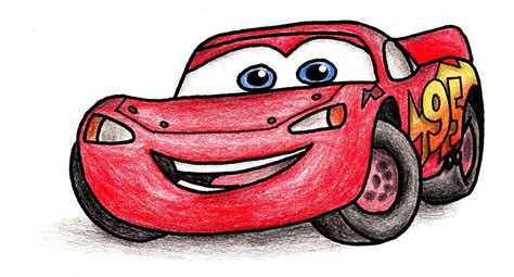 Lightning McQueen Drawing with Colored Pencils