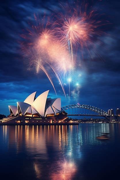 Premium Photo | Fireworks over sydney harbour bridge and sydney harbour ...