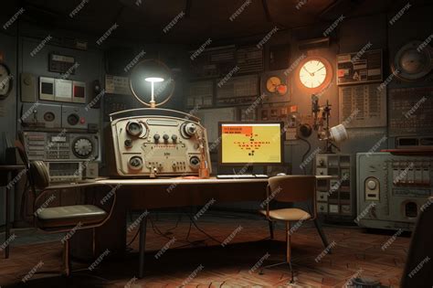 Premium AI Image | A vintage radio station control room with analog e 00420 03