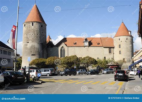 The Old Town of Yverdon Les Bains on Switzerland Editorial Stock Image ...