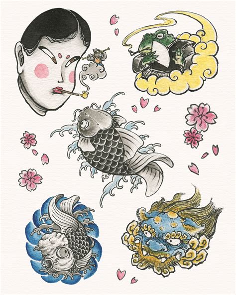 Neo-Traditional Japanese Flash Tattoo Series :: Behance