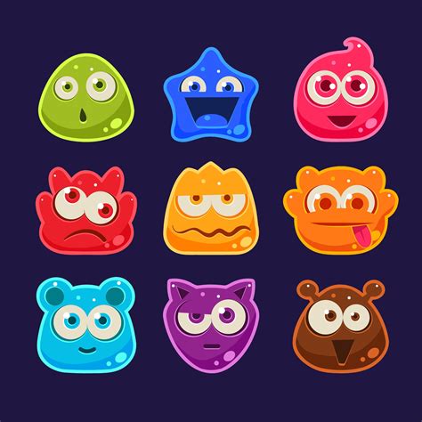 Cute jelly characters | Different emotions, Cute monsters, Character