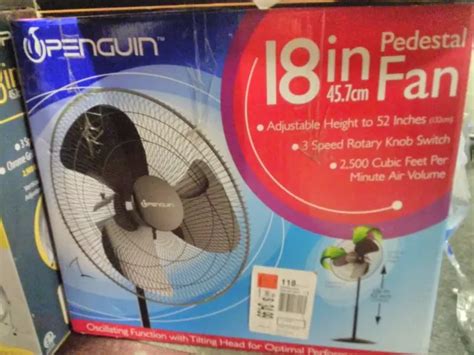 PENGUIN ADJUSTABLE PEDESTAL Fan_18" Oscillating function 3-speed Fast Shipping!- $4.25 - PicClick
