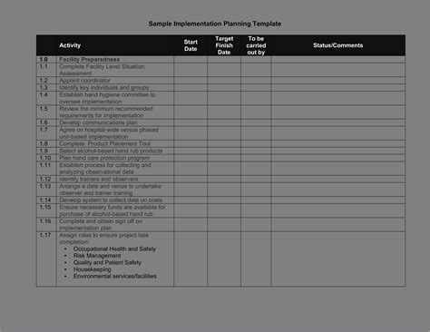 Implementation Plan Template Excel Free Download - Resume Gallery