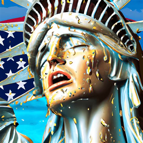 Stunning Full Face Statue of Liberty Crying for America Portrait · Creative Fabrica