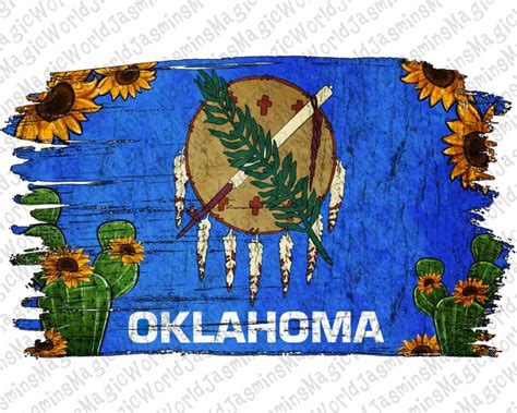 Cactus Sunflower Oklahoma Flag Png, Oklahoma Flag Png, Oklahoma Sublimation Designs, Oklahoma ...